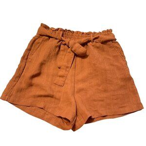 Staccato Women's NWT Orange Paperbag Waist Tie High Rise Pull On Shorts Small
